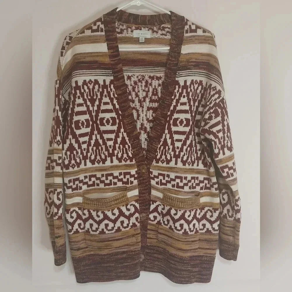 Lucky Brand Jaquard Boyfriend Sweater, Size M